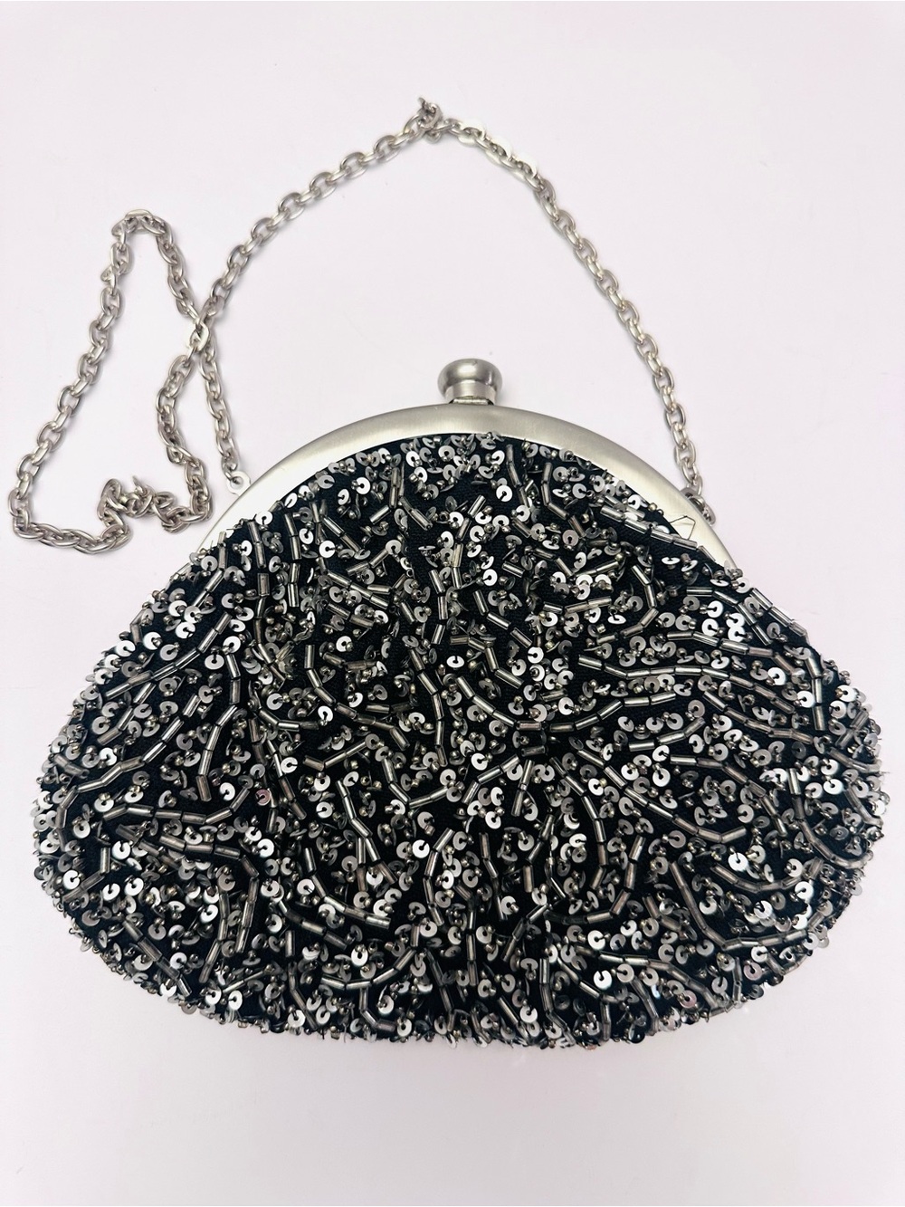 Chico’s Black & Silver Beaded Evening Clutch ✨